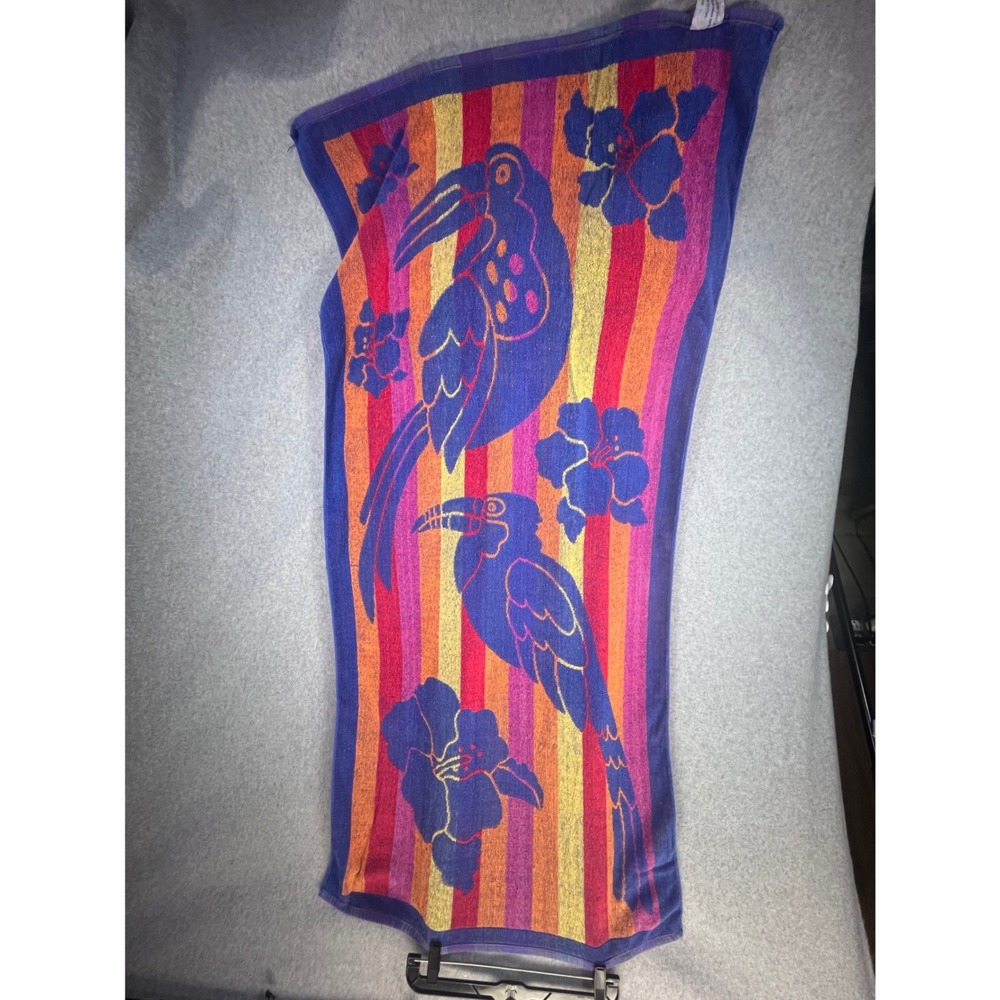 Summer Sun & Fun Toucan Beach Towel VTG 90s y2k Cotton Nostalgia Retro Colorful - Picture 6 of 7